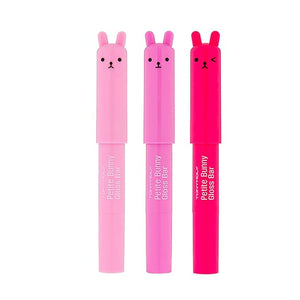 TONYMOLY Petit Bunny Lip Gloss for Women, Long Lasting Lip Crayon, Korean Lips Gloss, Vitamin E Enriched, Soften &amp; Moisturize Lips, 3 pk