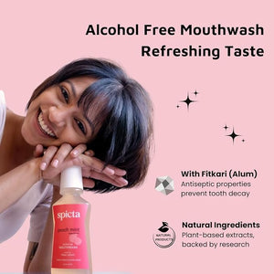 Mouthwash Peach Mint | Powered by Fitkari (Alum) | Fluoride Free | Alcohol Free | SLS &amp Paraben Free | Freshens Breath Prevents Plaque 8.4 Ounce
