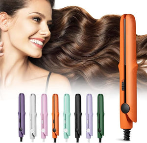 Mini Dual Purpose Curling Iron, 2025 New 2 in 1 Mini Curling Wand &amp; Flat Iron Hair Straightener, Portable Travel Curling Wand for Women Short Hair, Hair Straightener for All Hair Types (Orange)