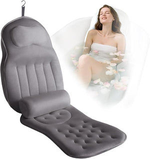Full Body Bath Pillow for BathtubThick Bathtub Cushion Soft 5D Mesh Spa CushionLuxury Tub Pillow with Laundry Bag for Headrest Neck and Back SupportGift for Soaking (Gray)
