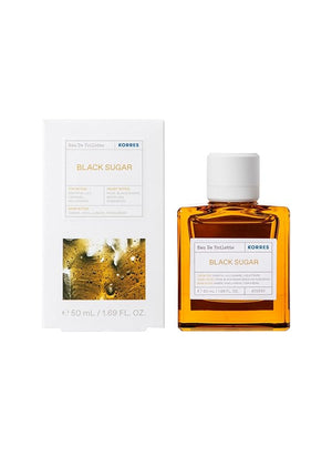 KORRES Eau De Toilette, Black Sugar Fragrance Spray, Unisex Perfume Featuring Oriental Lily, Caramel, Heliotrope, Rose, Brazilian Rosewood, Amber, Vanilla, Tonka, Ambery Floral Scent, 1.69 Fl Oz