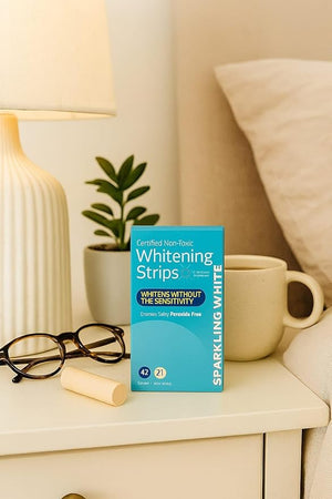 Sparkling White Professional Teeth Whitening Strips Non-Toxic Enamel Safe Peroxide Free 42 Strips 21 Treatments