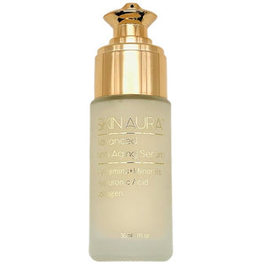 SKIN AURA¢â Advanced Anti-Aging Serum | All-In-One Sensitive Formula for Wrinkles, Fine Lines &amp; Age Spots | Plant Derivative with Hyaluronic Acid, Collagen Peptides, 5 Vitamins + Minerals - 30ml (1