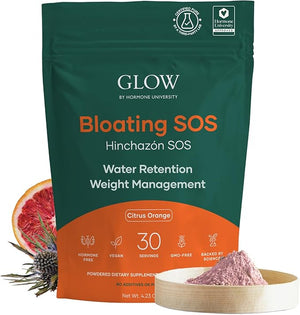 Glow Bloating SOS Drink Powder Bloating Relief for Women with Morosil &amp Digestive Enzymes for Water Retention Metabolism Gut Health &amp Immune Support Citrus Orange - Dietitian Co-Developed