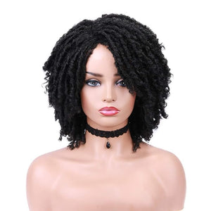 Dreadlock Wig Short Twist Wigs for Black Women Short Curly Braided Natural Black Heat Resistant Synthetic Wig