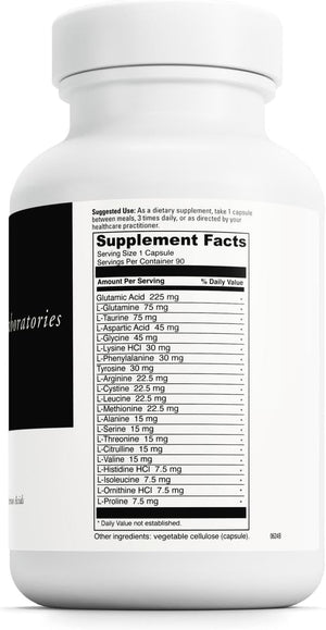 DAVINCI Labs Amino 21 - Supports Brain Function &amp Muscle Metabolism* - Amino Acid Dietary Supplement with L-Glutamine L-Lysine HCl Tyrosine L-Arginine and More - Gluten-Free - 90 Capsules 750