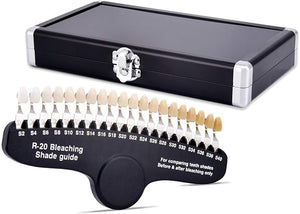 Professional 3D R-20 Teeth Whitening Shade Guide with Mirror Classical Tooth Bleaching Shade Chart 20 Colors