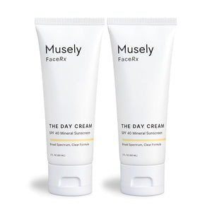 Musely Day Cream Mineral SPF 40 Clinical Grade Sunscreen Broad-Spectrum Water Resistant 2 Fl Oz Clear Color 2x Bundle