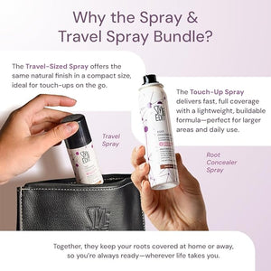 Style Edit Travel Essentials Hair Duo Root Concealer Spray Full Size &amp; Travel Size | Instant Gray Root Concealer for Grays and Roots Coverage | Medium Brown