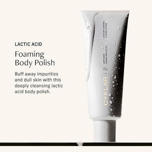 Cyklar Lactic Acid Foaming Body Polish ? Exfoliating Body Wash with Chemical &amp; Physical Smoothers ? Includes Glycerin Hydration, Mandelic Acid &amp; Volcanic Pumice. Fragrance-Free, 11 fl oz