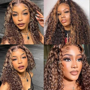 P430 Highlight Brown Bundles Human Hair Chocolate Brown Water Wave 3 Bundles 30 32 34 Inch Unprocessed Brazilian Virgin Ombre Water Wave Bundle Human Hair Extensions