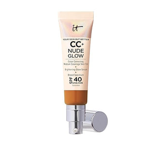 IT Cosmetics CC+ Nude Glow - Medium Coverage Foundation with SPF 40 &amp Brightening Glow Serum Lightweight Skin Tint 2% Niacinamide + Hyaluronic Acid Up to 24H Hydration Normal/Dry Skin - 1.08 f