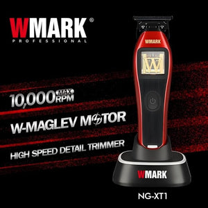 WMARK Professional Cordless Detail Hair Trimmer for Men &amp; Barbers - 10,000 RPM Maglev Motor, DLC Blade, Rechargeable Electric Clipper with Repair Tools NG-XT1