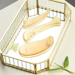 TAN MUJIANG 3-Piece Sheep Horn Gua Sha Set - Massage Tools for Face Neck &amp Body Promotes Circulation &amp Relieves Fatigue