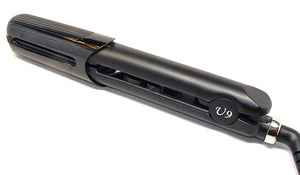 U9 Professional 1 Inch 450F Adjustable Temperature Ionic Tourmaline Ceramic Plate Dual Voltage Super Smooth Round Barrel Hair Straightener Flat Iron Instant Heat with Safety Heat Resistant Protector