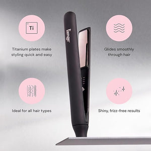 L'ANGE HAIR Straight Forward Titanium Flat Iron ? 1¡± Floating Plates | Dual Voltage | 360¡Æ Swivel Cord | Auto Shut-Off | Safety Cool Tips | Ideal for Straightening Curling and Waving (Black)