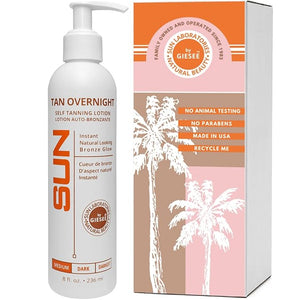 Tan Overnight Sunless Tanning Lotion 8 oz - Self Tanner Self Tanning Lotion Face Tanner - Natural Long Lasting Instant Dark Bronzer Gradual Tan for Sun-Kissed Glow