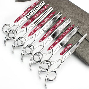 SHARONDS 6.5 Inch Stainless Steel Professional Barber Scissors Hair Thinning Scissors Hairdresser or Home Hairdresser Variant/Hybrid Scissors (6.5 inch-6pc)