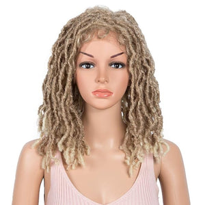 Style Icon 15.5 Short Faux Locs Wig with Baby Hair Synthetic Dreadlock Wig Natural Looking Handmade Braid Twist Wigs for Black Women (T27/613 15.5 Inches)