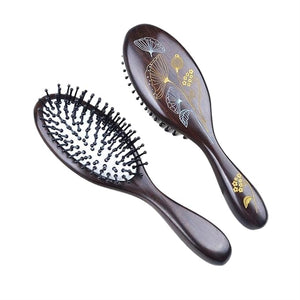 Retro Hair Brushes Women Wood Massage Hairbrush Scalp Massagers Hair Combs Air Cushion Hair Combs 8.7Inch(A)