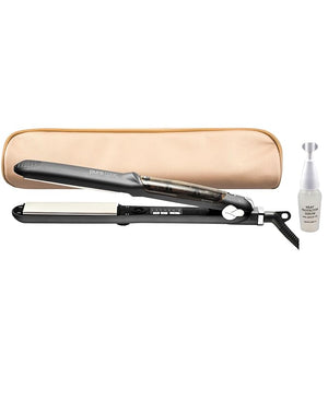 PURECODE Titanium Infuse Pro Vapor Flat Iron - 2-in-1 Hair Straightener &amp Curling Iron for Smooth Frizz-Free Hair - Heat Protection with Volume+ Heat Protect Serums for Healthy Salon-Quality Sty