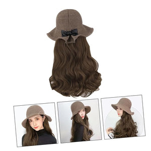 Wavy Curly Wig Hat for Women Hair Extensions Accessory Natural Look for Daily Wear Cosplay and Special Occasions