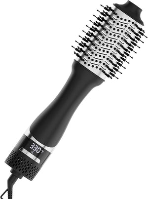 Hair Dryer Brush with Display Screen, Blow Dryer Brush for Women Fast Drying &amp; Styling | Oval Ceramic Barrel, Negative Ion Technology, 3 Heat &amp; 3 Speed Settings, Cold Shot, ALCI Plug (Black &a