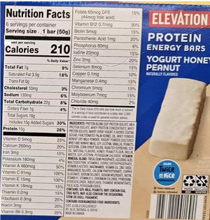 Generic Elevation Protein Energy Bars Yogurt Honey Peanut 10.58oz 300g x 2 Boxes (12 Bars in Total)