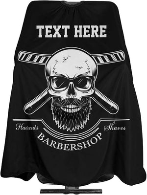 Custom Barbershop Skull Haircut Shaves Barber Cape Personalized with Your Text Name Logo Salon Apron Customized Unisex Hair Cutting Hairdressing for Men Women