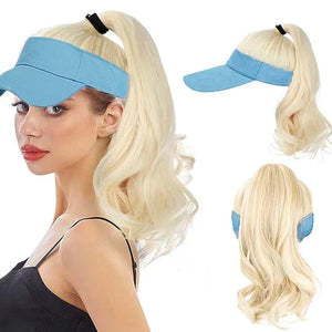 Hat Wig for Women Baseball Cap Wig with Curly Synthetic Hair Extensions Ponytail Cap wig Sun Hat with Hair