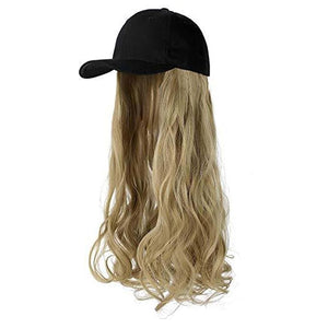 Women Baseball Cap Wig Long Curly and Wavy Wig Sunshade Baseball Cap Integrated Wig Cap Women's Wig