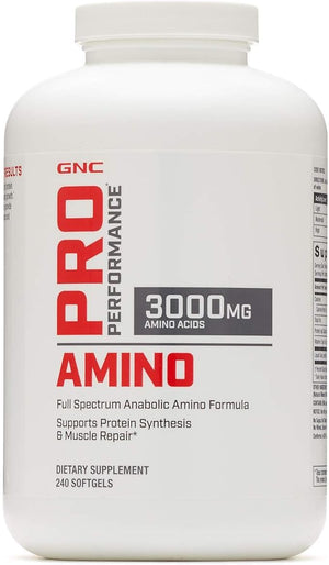 GNC Pro Performance Amino 3000mg 240 Softgels Supports Protein Synthesis and Muscle Repair