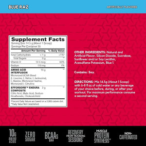 BSN Amino X Muscle Recovery &amp Endurance Powder with BCAAs 10 Grams of Amino Acids Keto Friendly Caffeine-Free Support Endurance Zero Sugar Blue Raz 30 servings 15.34 Ounce (Packaging May V