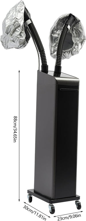 Nano Hair Steamer 700W Professional Micro Mist Hair Processor with 2 Vaporizing Caps &amp 4 Wheels Vertical Hair Care Machine for Home Salon SPA Barber Shop (Double-Tube)