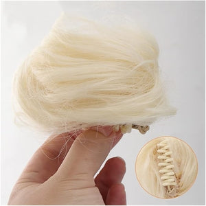 HIHELO 2 Pack Cat Ears Hair Bun Synthetic Donut Bun Claw Clip Messy Bun Ponytail Hair Extension Wig Women Hair Accessories (Color : E)