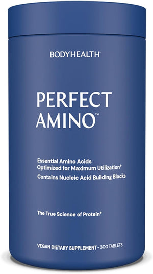 BodyHealth PerfectAmino (300 Tablets) Essential Amino Acid Supplement with BCAA and EAA Muscle Recovery Boost Energy &amp Stamina 99% Utilization Vegan Branched Chain Protein Pre/Post Workout