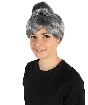 Women's Premium Bun Wig - Adjustable Capless Hair extensions with Realistic Synthetic Fibers - Multi-Color Elegant Bun Hairpiece for Halloween Cosplay and Everyday Wear Grey