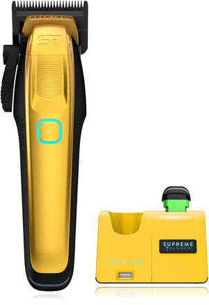Supreme Trimmer Recharge Clipper - Professional Hair Clipper with 2 Removable Batteries, Brushless Motor, Smart Charge Stand, USB-C Charge &amp; DLC Blades Barbers | STC779