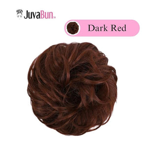 Juvabun Messy Bun 2.0 Hair Piece -Dark Red | Hair Pieces for Women Messy Bun Hair Piece Human Hair Everyday Wear Bun Extensions for Women | Washable &amp Realistic Synthetic Hair Bun Scrunchie-Dark R