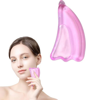 Reusable Glass Gua Sha for Face - Hot &amp Cold Compress Facial Massager to Reduce Puffiness &amp Redness Relaxing Skin Care Tool Self Care Gift for Women &amp Men (Pink)