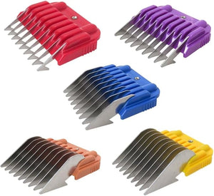 Animal Stainless Steel 5 Color Guide Comb Set for 10#/15#/30#Detachable Bladefor Andis for Oster A5 for Wahl KM Series Guards Clipper(Cutting Length 3mm-16mm)
