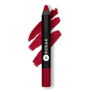 SUGAR Cosmetics Matte As Hell Crayon Lipstick - 01 Scarlett O'hara (Red) with Sharpener Highly Pigmented, Creamy Texture, Long Lasting Matte Finish