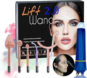 Lift Wand 2.0 Facial Anti-Aging Skin Therapy Wand Up to 20 Watt Power Includes 5 attachments w/Exclusive Nose Attachment w/ 3 Prong Safety Cord