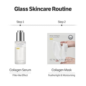 SUNGBOON EDITOR Deep Collagen Boost Set | Face Mask (4ea) &amp; Serum | Glass Skin &amp; Firming Care Kit | 2.16M ppb Collagen + Volufiline | Stocking Stuffers, Gifts for Women | Korean Skincare