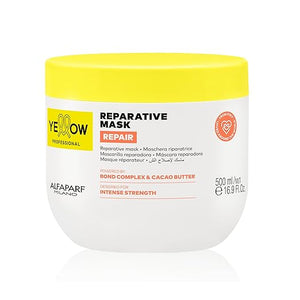 ALFAPARF MILANO Yellow Professional Repair Reparative Mask for Damaged Hair - Powered By Bond Complex &amp Cacao Butter - Designed For Intense Strength (16.9 fl oz / 500ml)