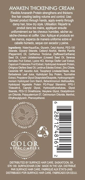 SURFACE Hair Awaken Thickening Cream: Volume Style Hold &amp Strengthen 3oz