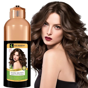HERBBY Hair Color Shampoo for Gray Hair Coverage&ampColor Transform with 9 Herbal Extracts ?Long Lasting(6-8 Weeks)ShinyEvenly ColoredInstant Hair Dye Shampoo&ampConditioner 500 Ml (DARK BROWN C