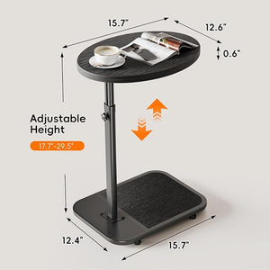 TV Tray Table with Infinite Adjustable Height - C-Shaped Sofa End Side Table for Snack Laptop Desk Small Spaces (Black)