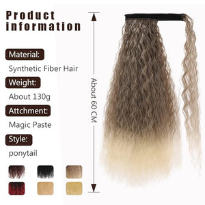 Hair Accessories 22" Long Curly Ponytail Extension Hairband Hair Clip Synthetic Puffy Ponytail Hair Extension Wrapped Bun Women's Wig Hair Pieces For Women(16)