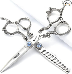 6/7/7.5/8/9 inch scissors silver professional hairdresser hair cut and trim diluted sharp 440C steel (6 inches, 2 pieces)